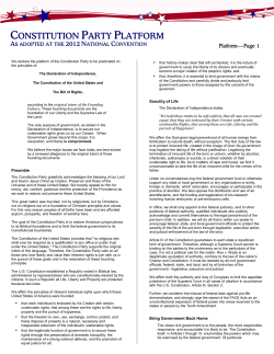 CONSTITUTION PARTY PLATFORM