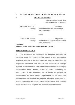 * IN THE HIGH COURT OF DELHI AT NEW DELHI + CRL.REV.P