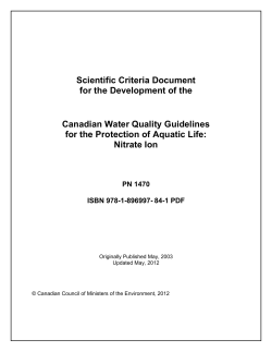Scientific Criteria Document for the Development of the Canadian