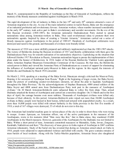 31 March - Day of Genocide of Azerbaijanis March 31
