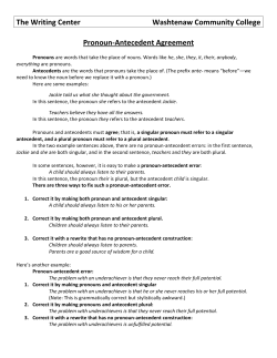 Pronoun-Antecedent - Washtenaw Community College