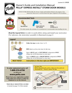 Owner`s Guide and Installation Manual PELLA&reg; EXPRESS