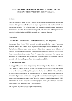 (FDI) IN TANZANIA. Abstract