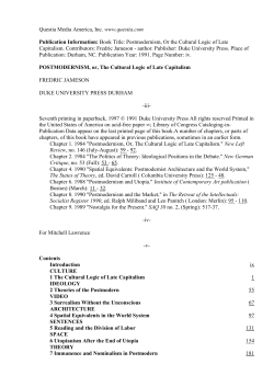 POSTMODERNISM, or, The Cultural Logic of Late