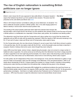 The rise of English nationalism is something British politicians can