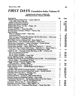 Index of Volumes 37 to 47 - the American First Day Cover Society