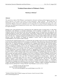 Technical Innovations in Whitman`s Poetry