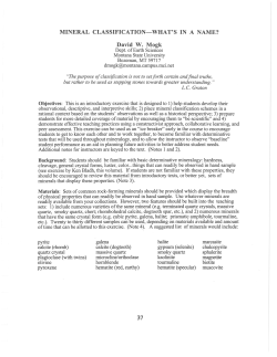 MINERAL CLASSIFICATION