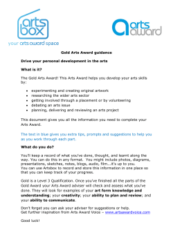 Gold Arts Award guidance Drive your personal development in the