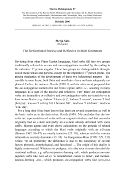 The Derivational Passive and Reflexive in Mari Grammars