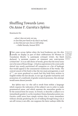 Rosemarie HoShuffling Towards Love: On Anne F. Garr&eacute;ta`s Sphinx