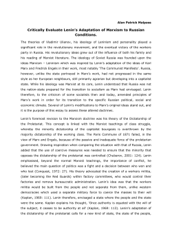 Critically Evaluate Lenin`s Adaptation of Marxism to Russian