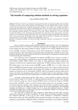 The benefits of comparing solution methods in solving equations