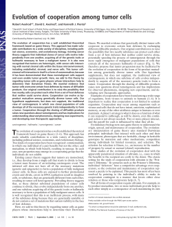 Evolution of cooperation among tumor cells