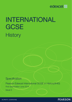 Specification Edexcel International GCSE in History