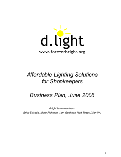 Affordable Lighting Solutions for Shopkeepers Business Plan, June