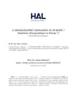 A DEMOGRAPHIC IMPLOSION IN EUROPE - Hal-SHS