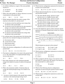 Electrons and Electron Configurations Date
