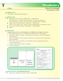 V.006b Homophone Hunt - Florida Center for Reading Research