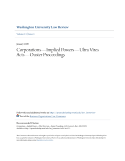 Corporations&mdash;Implied Powers&mdash;Ultra Vires Acts&mdash;Ouster Proceedings
