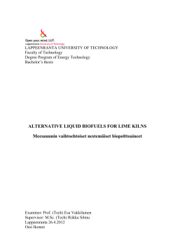 ALTERNATIVE LIQUID BIOFUELS FOR LIME KILNS