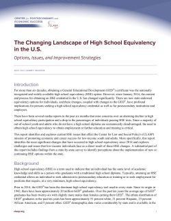 Barry Shaffer The Changing Landscape of High School Equivalency