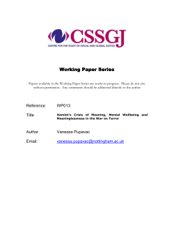 Hamlet`s Crisis of Meaning, Mental Wellbeing and Meaninglessness