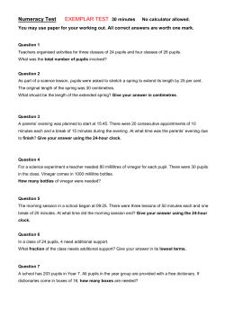 Numeracy Test EXEMPLAR TEST 30 minutes