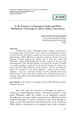 EM Forster`s A Passage to India and Walt Whitman`s