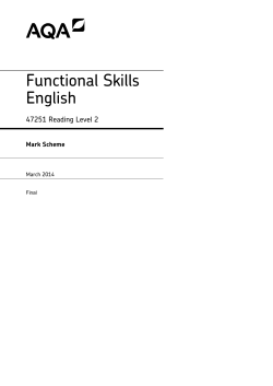 Functional English Mark scheme Level 2 - Reading March 2014