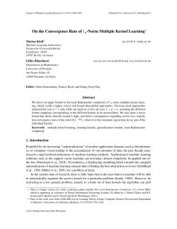 On the Convergence Rate of ℓp-Norm Multiple Kernel Learning&lowast;