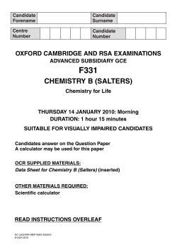 Question paper - Unit F331 - Chemistry for life - Visually