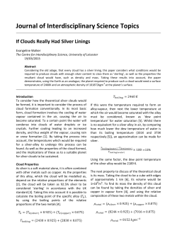 Journal of Interdisciplinary Science Topics If Clouds Really Had