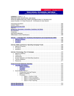 LESSON 8 Grades 4 - 12 INNOVENTIONS, INVENTIONS, AND