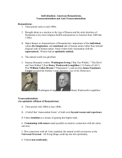 Romanticism/Transcendentalism and Anti