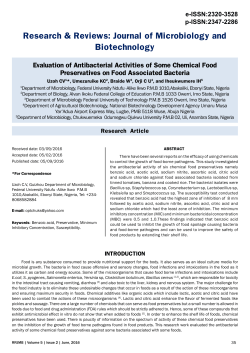 Evaluation of Antibacterial Activities of Some Chemical Food
