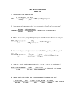 Eating at Lower Trophic Levels: Answer Key 1. Grasshoppers a hen