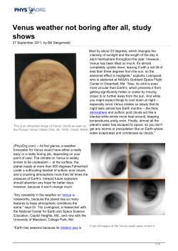 Venus weather not boring after all, study shows