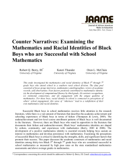 Counter Narratives: Examining the Mathematics and Racial