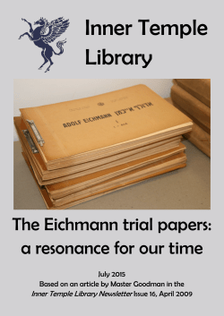 The Eichmann trial papers - The Inner Temple Library