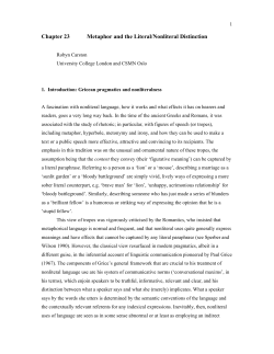 Metaphor and the Literal/Nonliteral Distinction