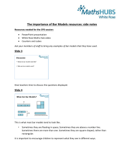The importance of Bar Models resources: side notes