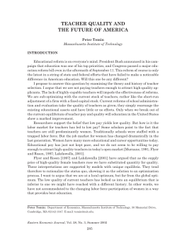 teacher quality and the future of america