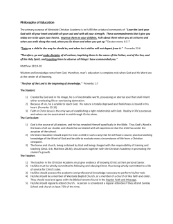 Philosophy of Education - Westside Christian Academy
