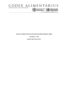 CODE OF HYGIENIC PRACTICE FOR SPICES AND DRIED