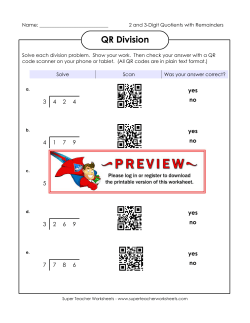 QR Division - Super Teacher Worksheets