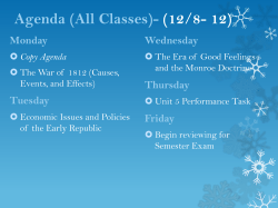 Notes on the War of 1812 and the Era of Good Feelings