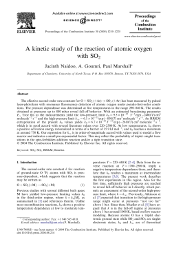 A kinetic study of the reaction of atomic oxygen with SO2