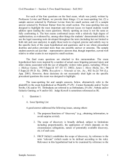 Civil Procedure 1 &ndash; Section 3 (Two Small Sections) &ndash; Fall 2012