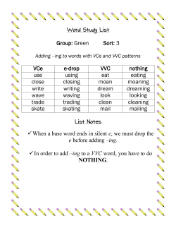 Group: Green Sort: 3 VCe e-drop VVC nothing use using eat eating